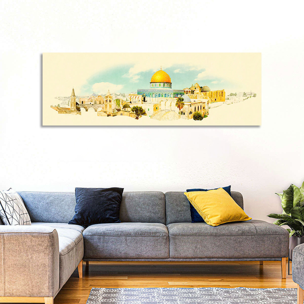 Golden Dome of the Rock, Jerusalem Wall Art in a room, panoramic