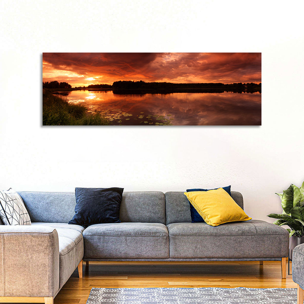 Sunset Lake Reflection Wall Art
