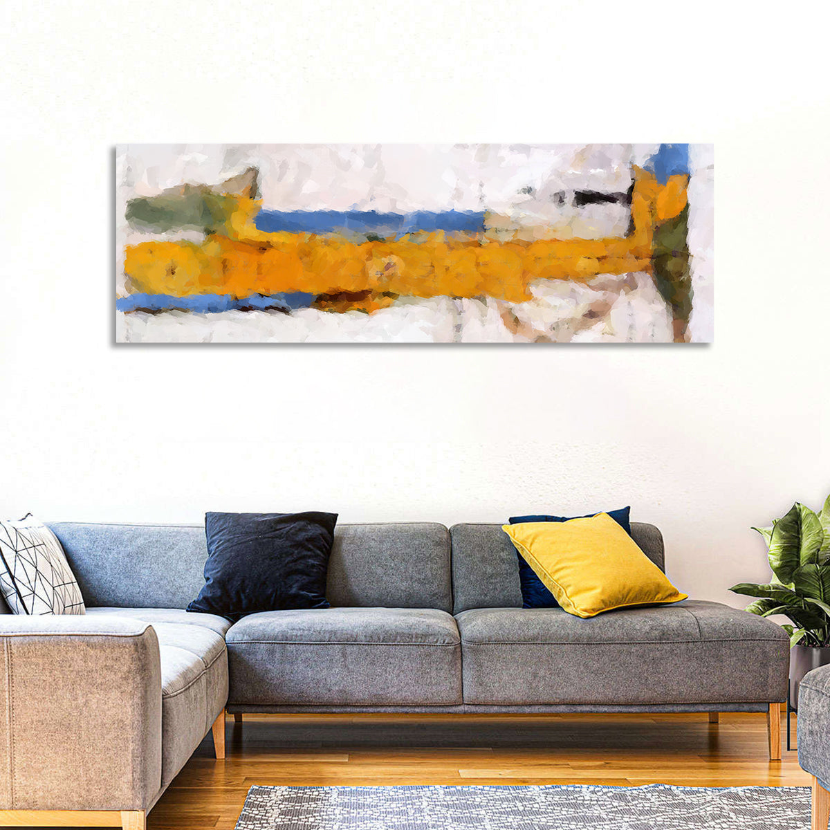 Lake Reflection in Yellow and Blue Wall Art