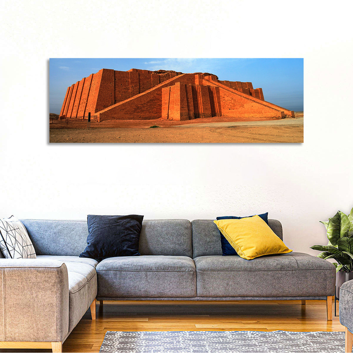 Great Ziggurat of Ur Wall Art in a room, panoramic