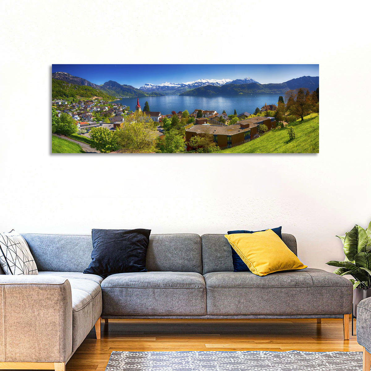 Lake Lucerne, Weggis Wall Art in a room, panoramic