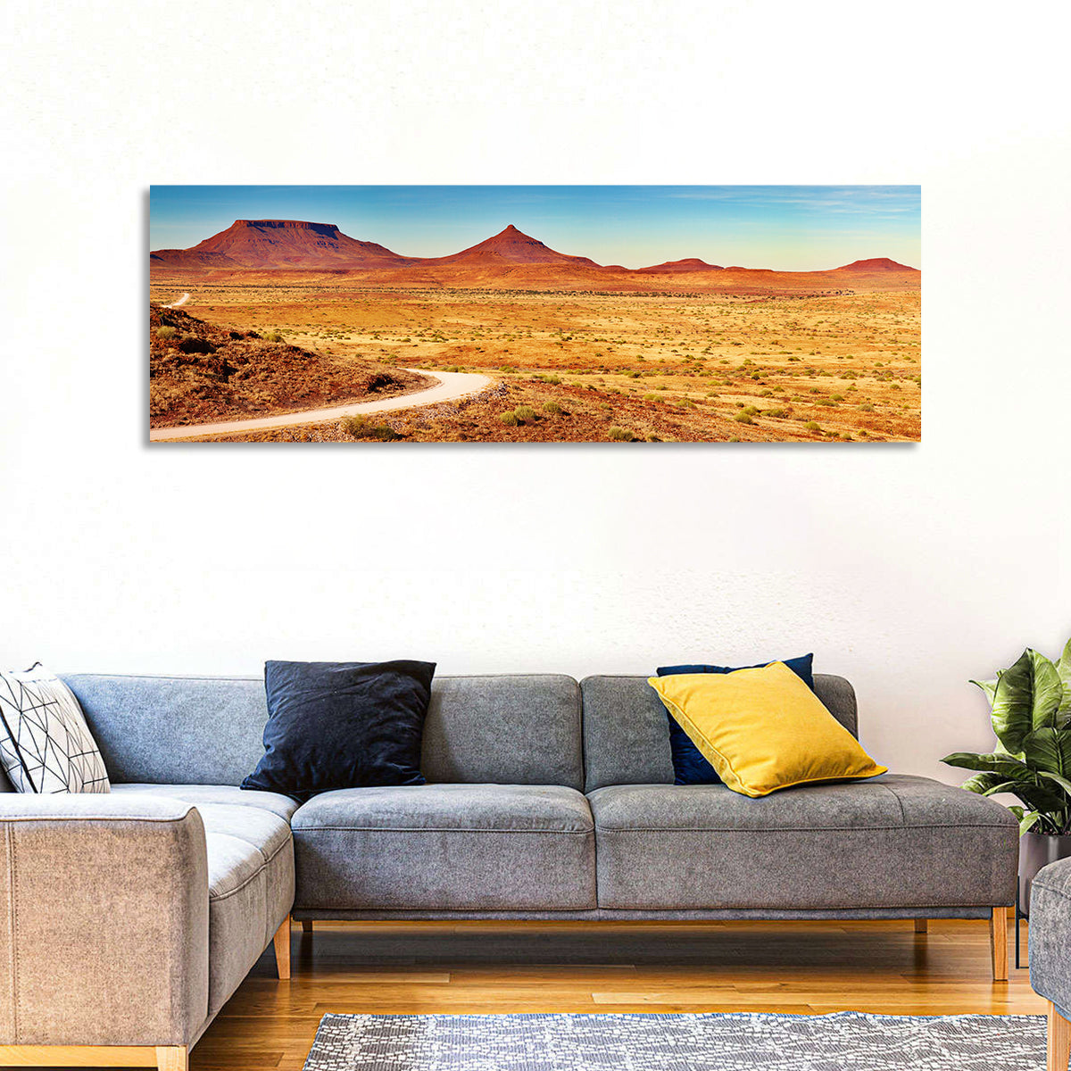 Damaraland Desert Landscape Wall Art in a room, panoramic
