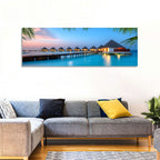 Overwater Bungalows at Twilight Wall Art