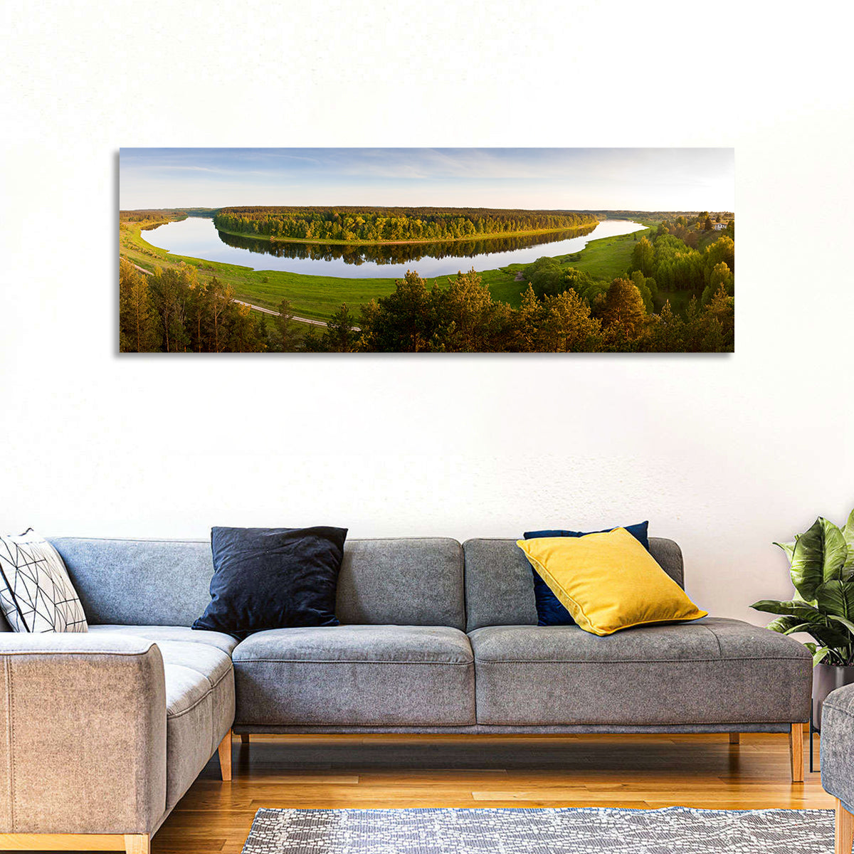 Daugava River Wall Art in a room, panoramic