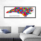 Colorful North Carolina Map Wall Art