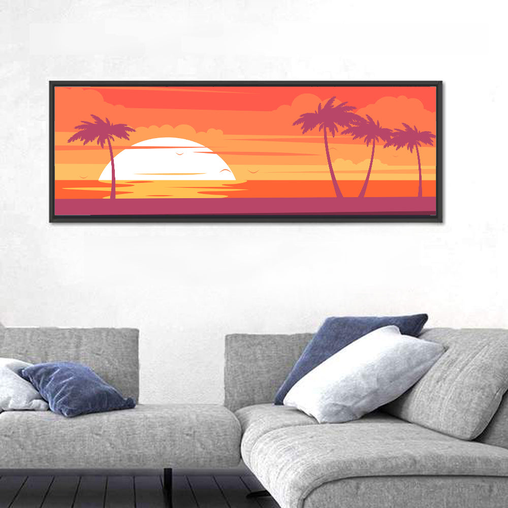 Tropical Sunset with Palm Silhouettes Wall Art