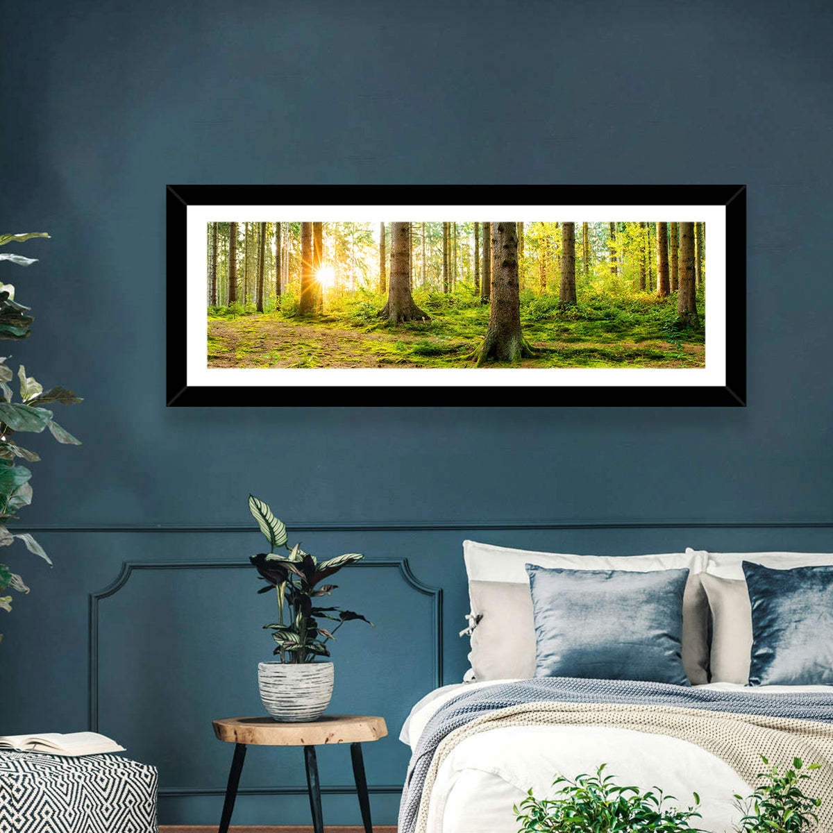 Sunburst Over Mossy Forest Wall Art