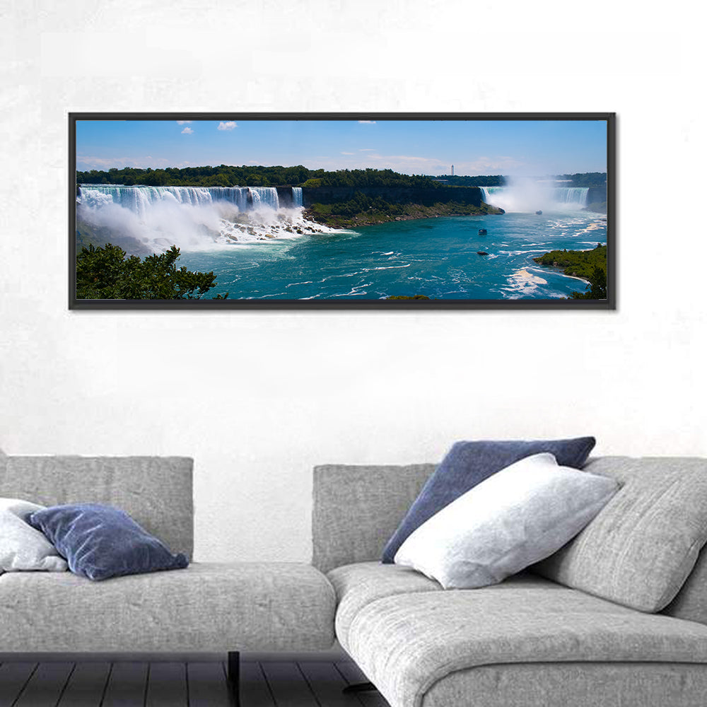 Niagara Falls Panorama Wall Art in a room, panoramic