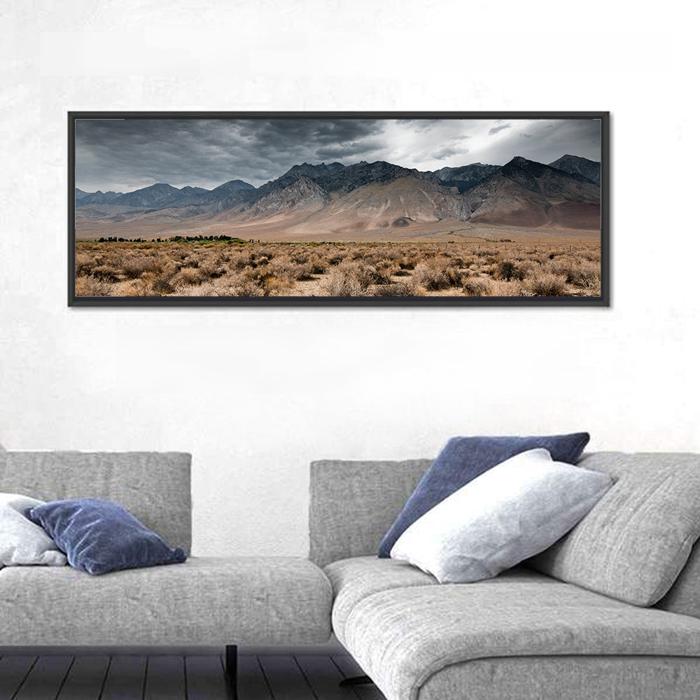 Storm Over Death Valley Wall Art in a room, panoramic