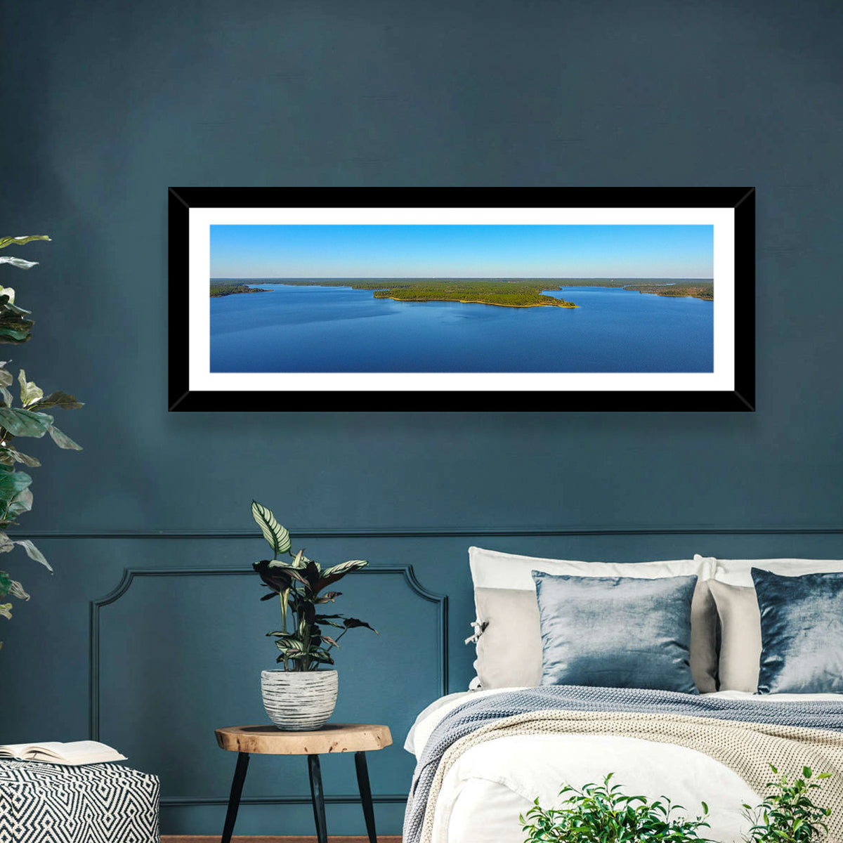 Big Creek Lake Peninsula Wall Art in a room, panoramic