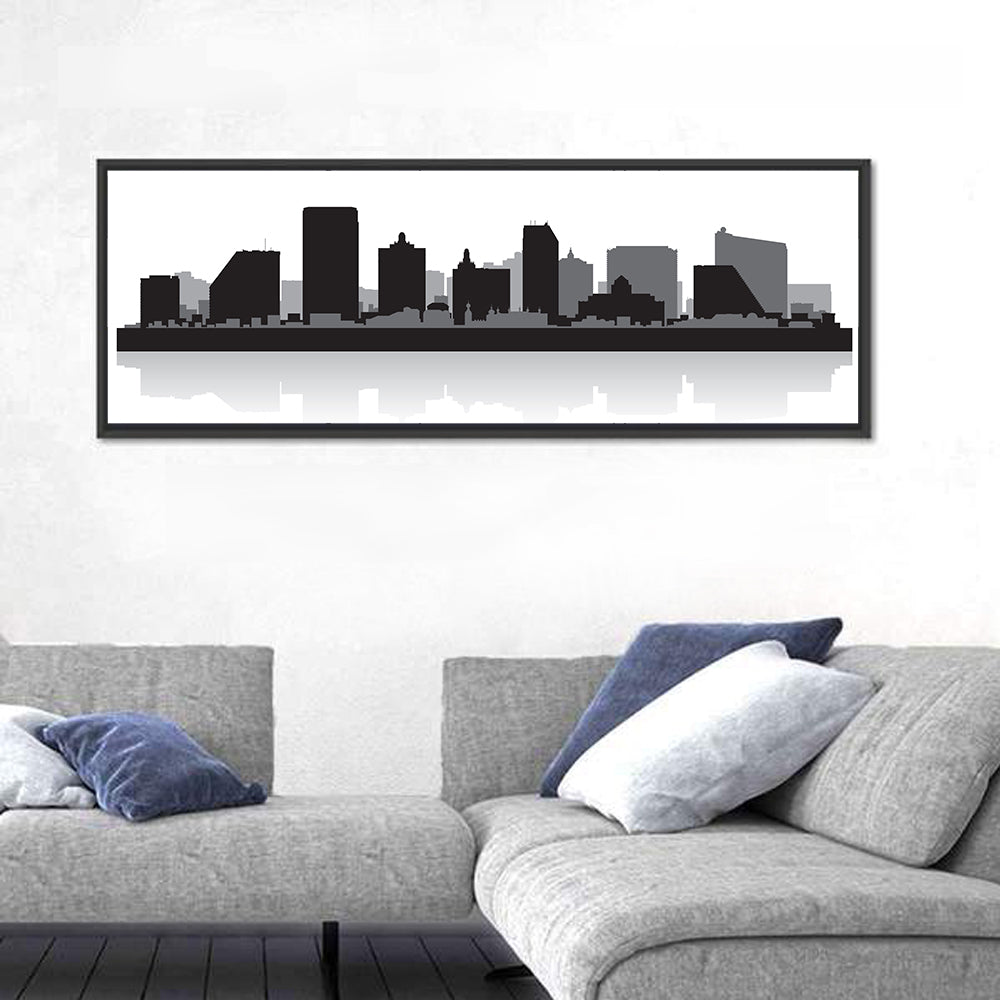 Atlantic City Skyline Wall Art in a room, panoramic