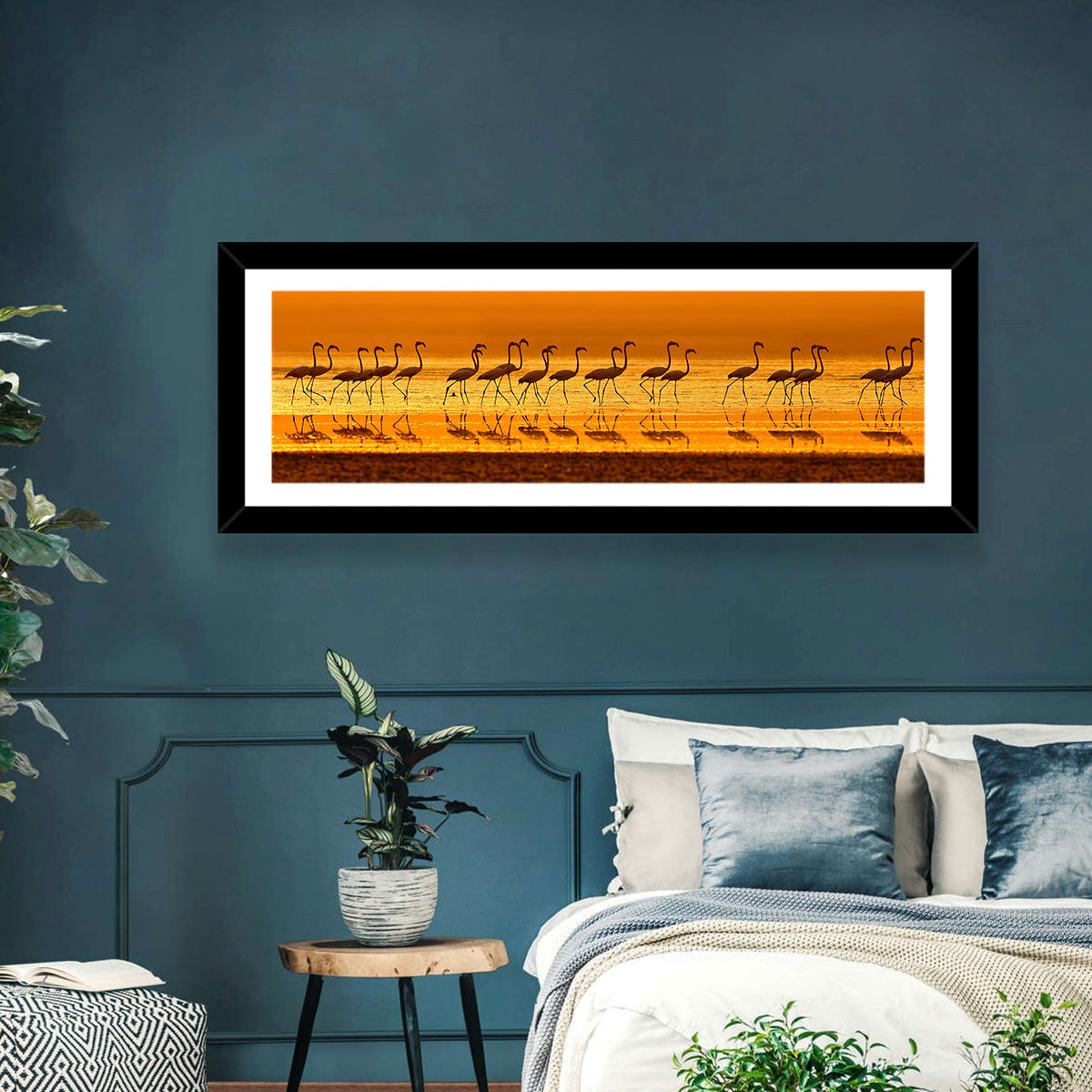 Lined Up Flamingos Wall Art