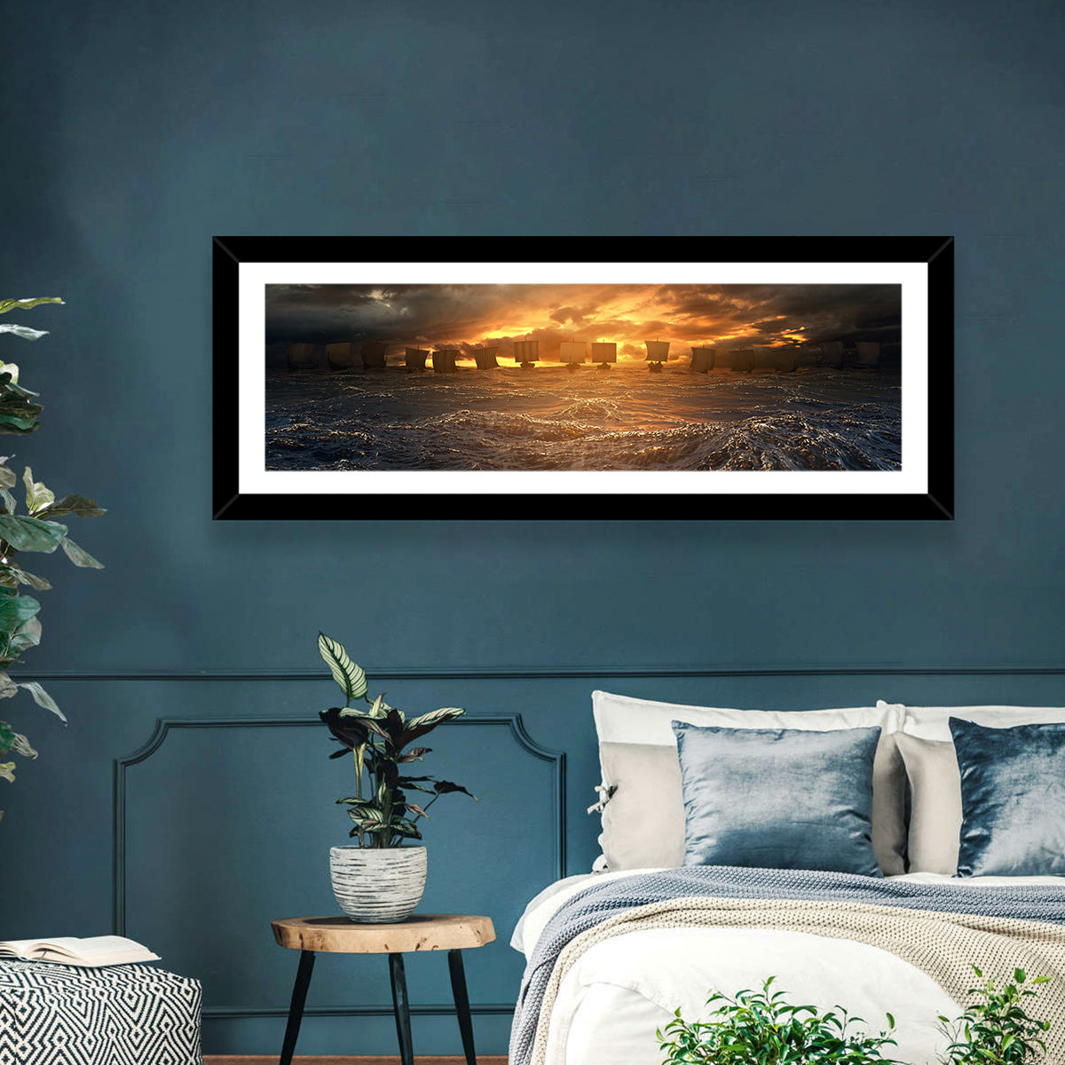 Vikings Ships Sunset Wall Art