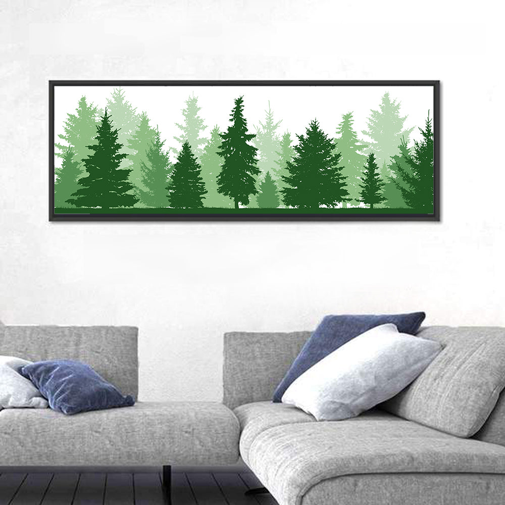 Layered Pine Forest Silhouette Wall Art