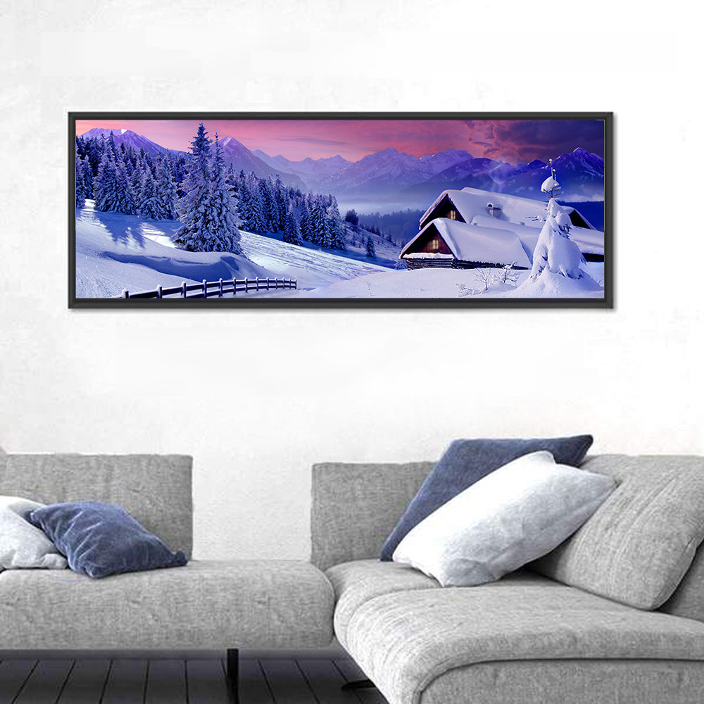 Snowy Mountain Cabin Wall Art