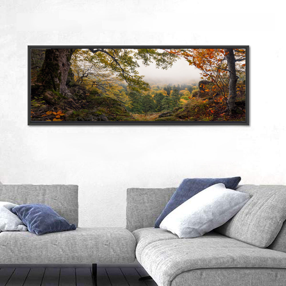 Enchanted Forest Valley Wall Art in a room, panoramic