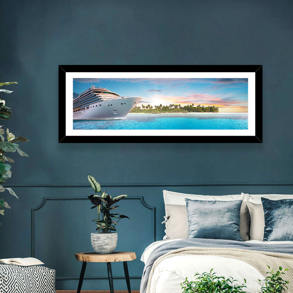 Cruise Ship at Tropical Sunset Wall Art