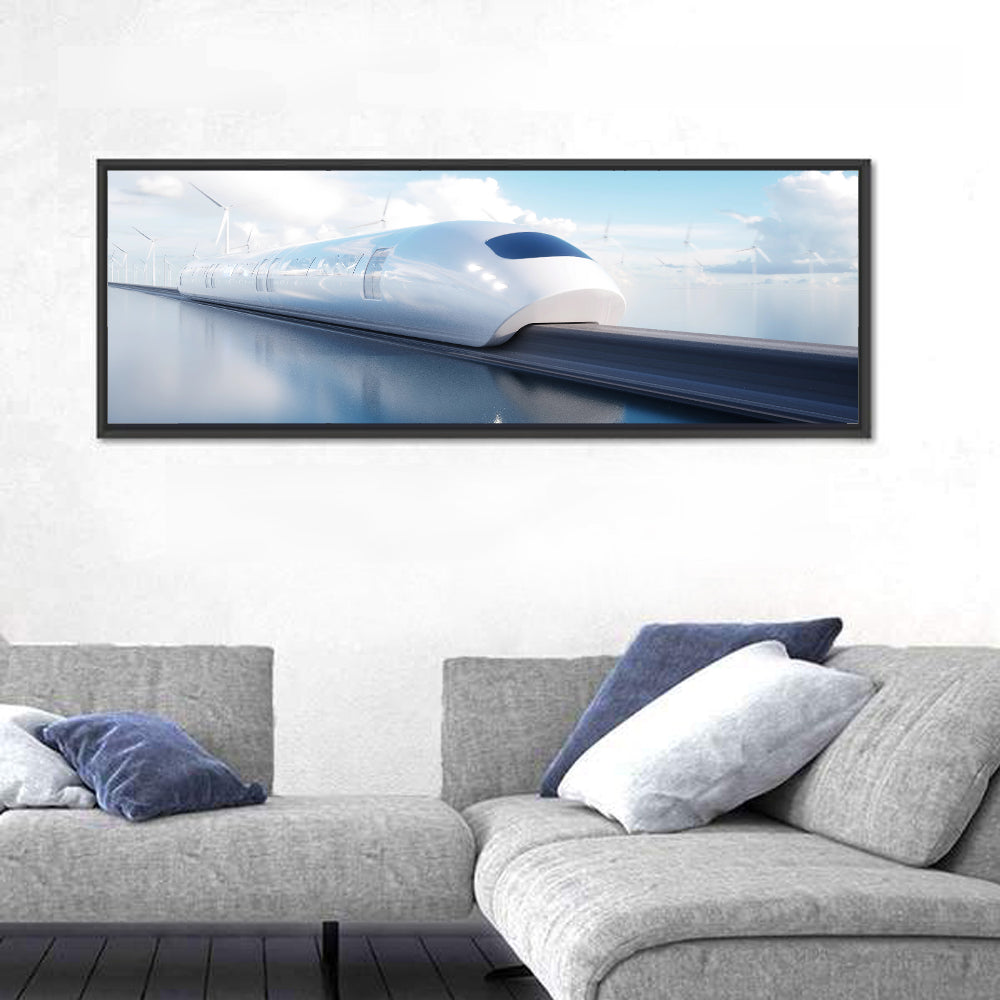 Futuristic Monorail Perspective Wall Art in a room, panoramic