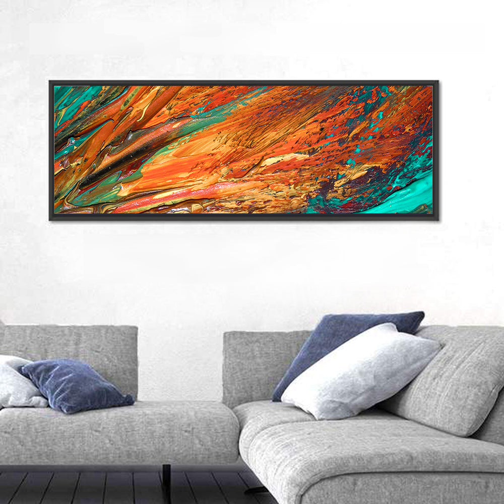 Flowing River Abstract in Orange and Teal Wall Art