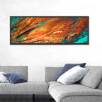 Flowing River Abstract in Orange and Teal Wall Art