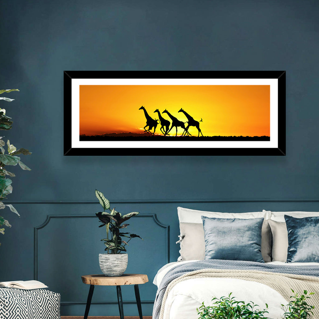 Savanna Giraffes at Sunset Wall Art