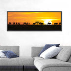 Wildebeest Silhouettes at Sunset Wall Art