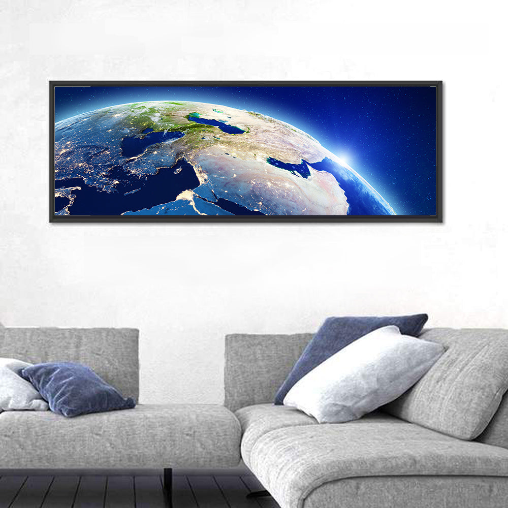 Middle East from Orbit Wall Art in a room, panoramic