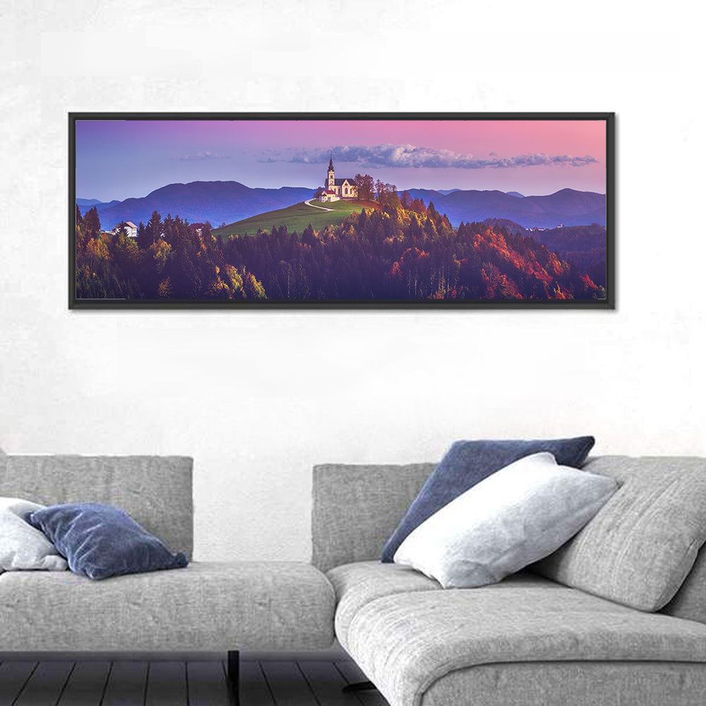 Saint Leonard Hilltop Church Wall Art in a room, panoramic