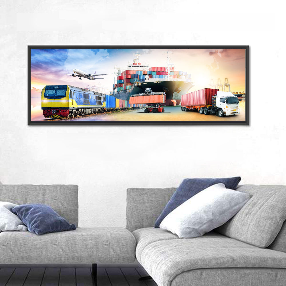 Global Logistics Concept Wall Art in a room, panoramic