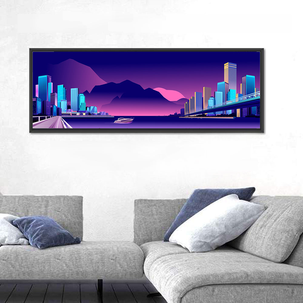 Purple Harbor Skyline Wall Art