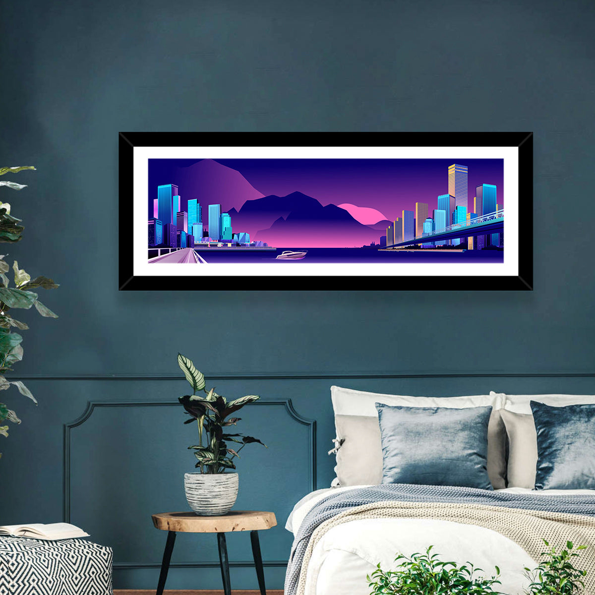 Purple Harbor Skyline Wall Art