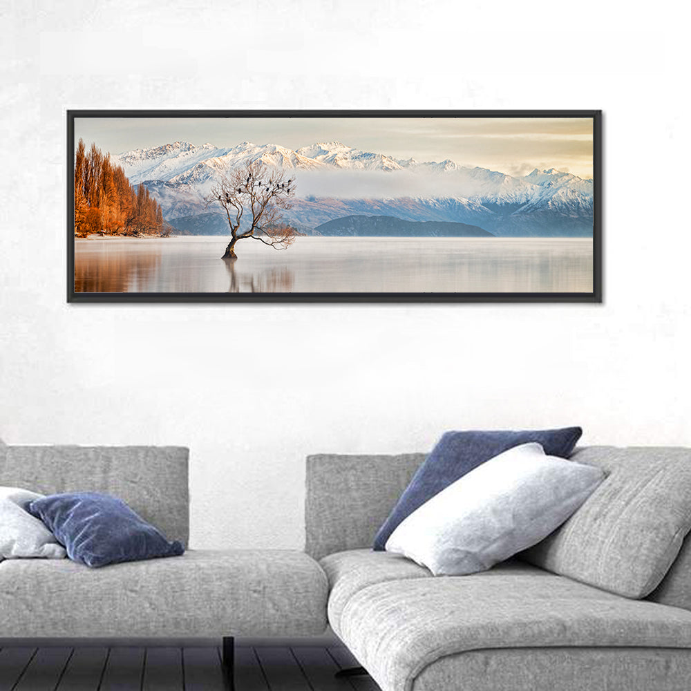 That Wanaka Tree, Lake Wanaka Wall Art in a room, panoramic