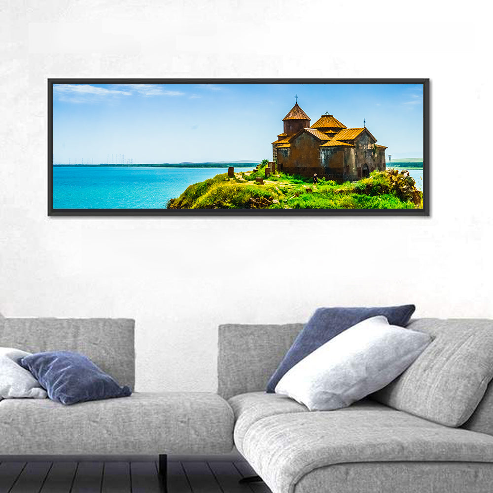 Sevanavank on Lake Sevan Wall Art in a room, panoramic