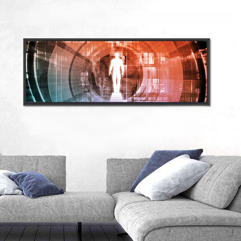 Future Technology Gateway Wall Art in a room, panoramic