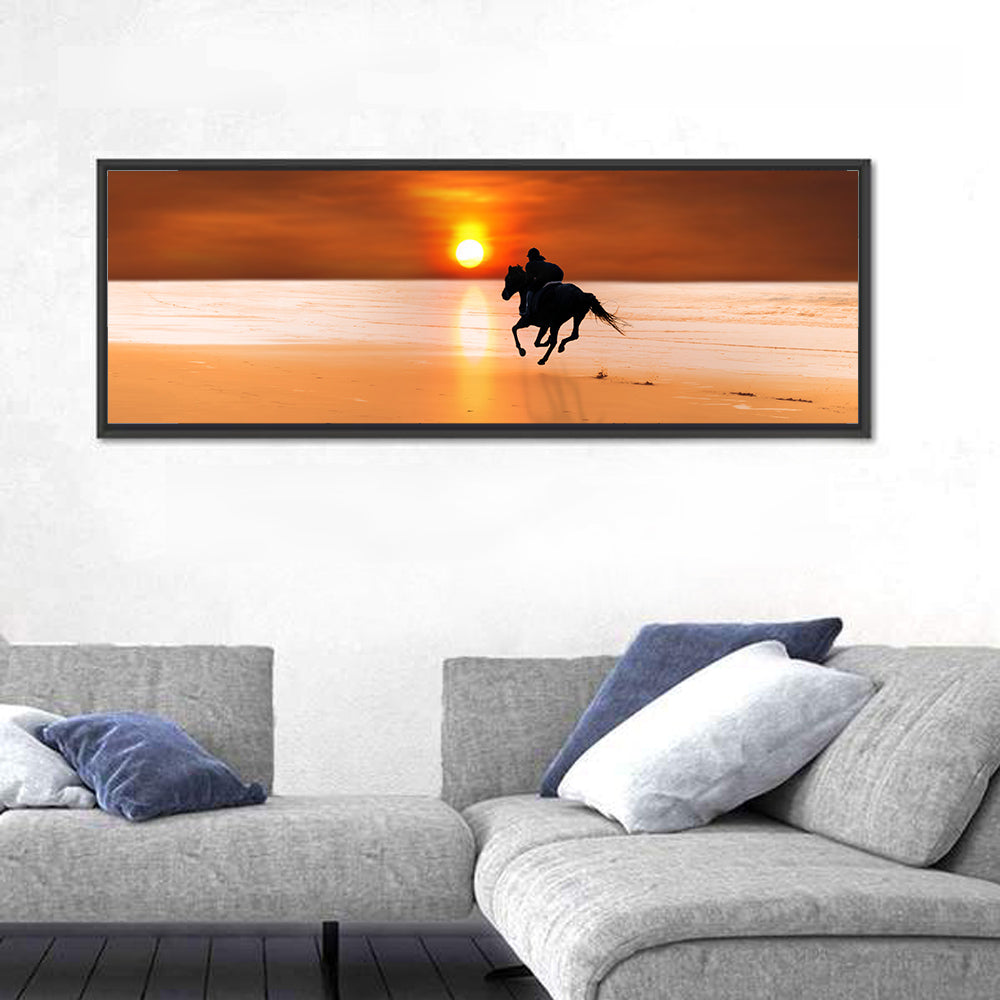 Horse and Rider at Sunset Wall Art