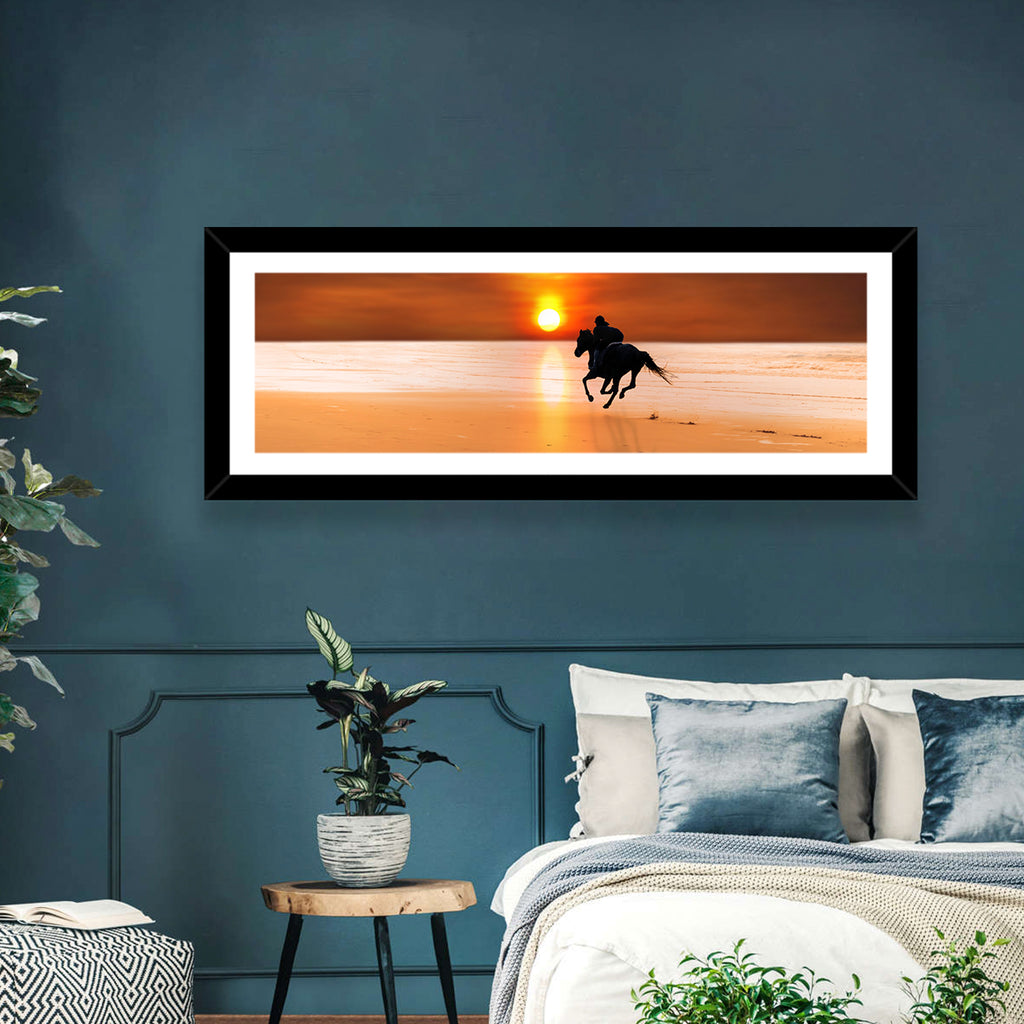 Horse and Rider at Sunset Wall Art