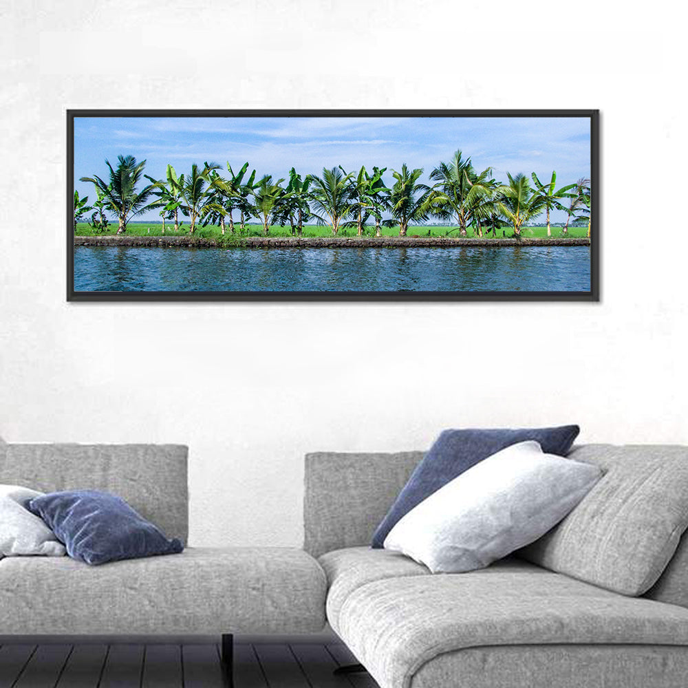 Vembanad Lake Landscape Wall Art in a room, panoramic