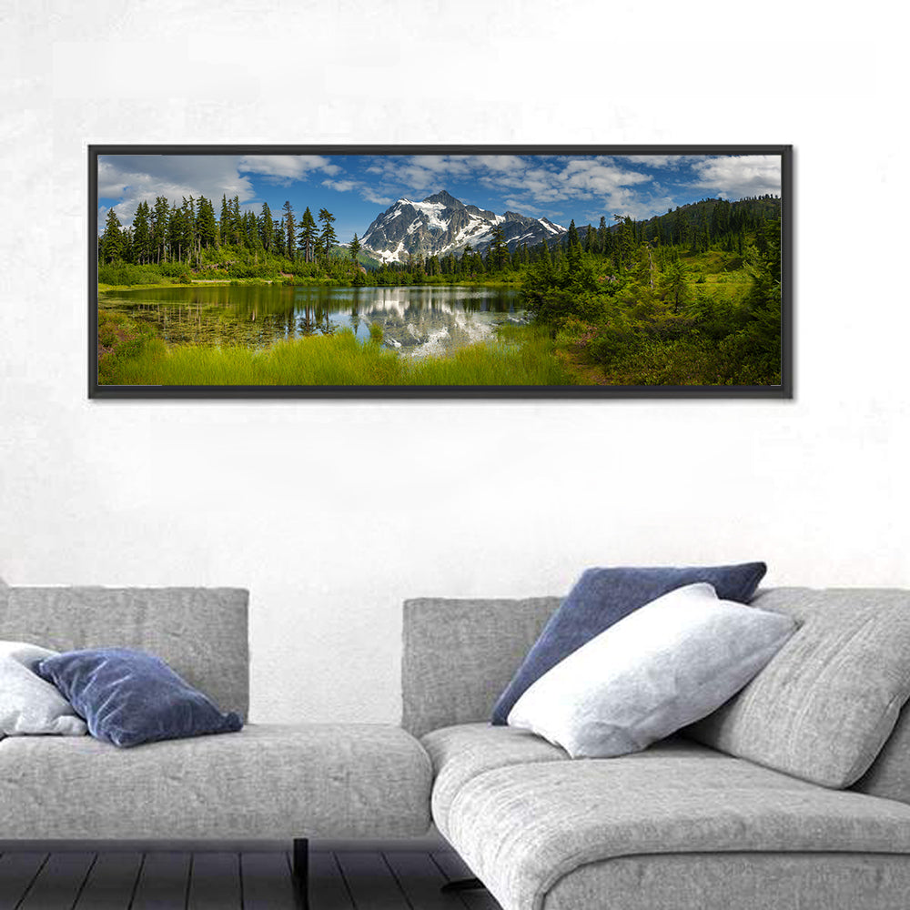 Mt Shuksan from Picture Lake Wall Art in a room, panoramic