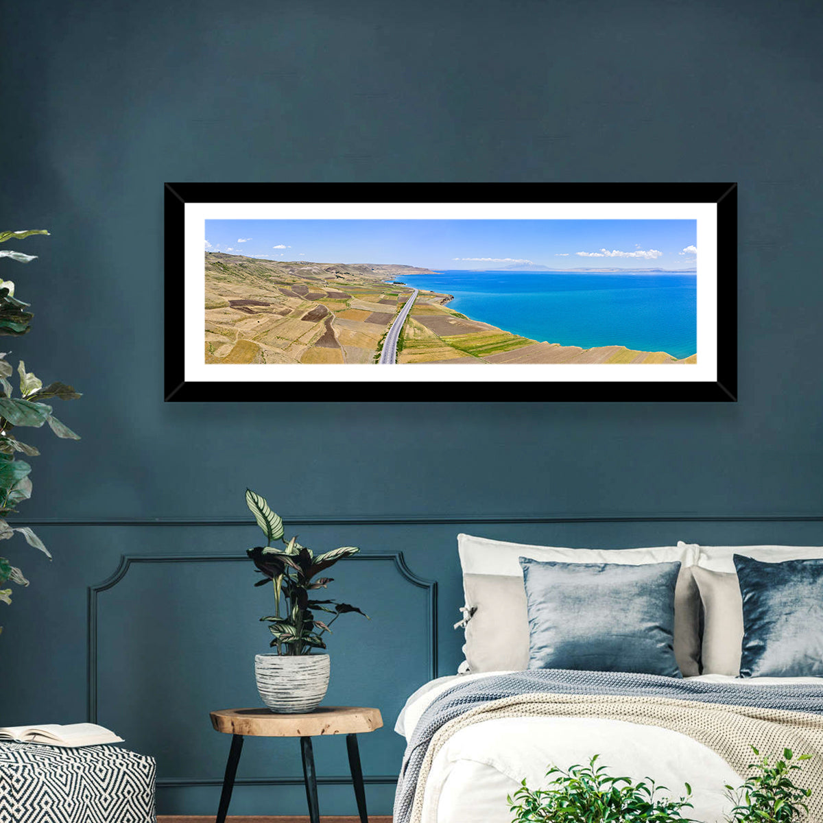 Lake Van Landscape Wall Art in a room, panoramic