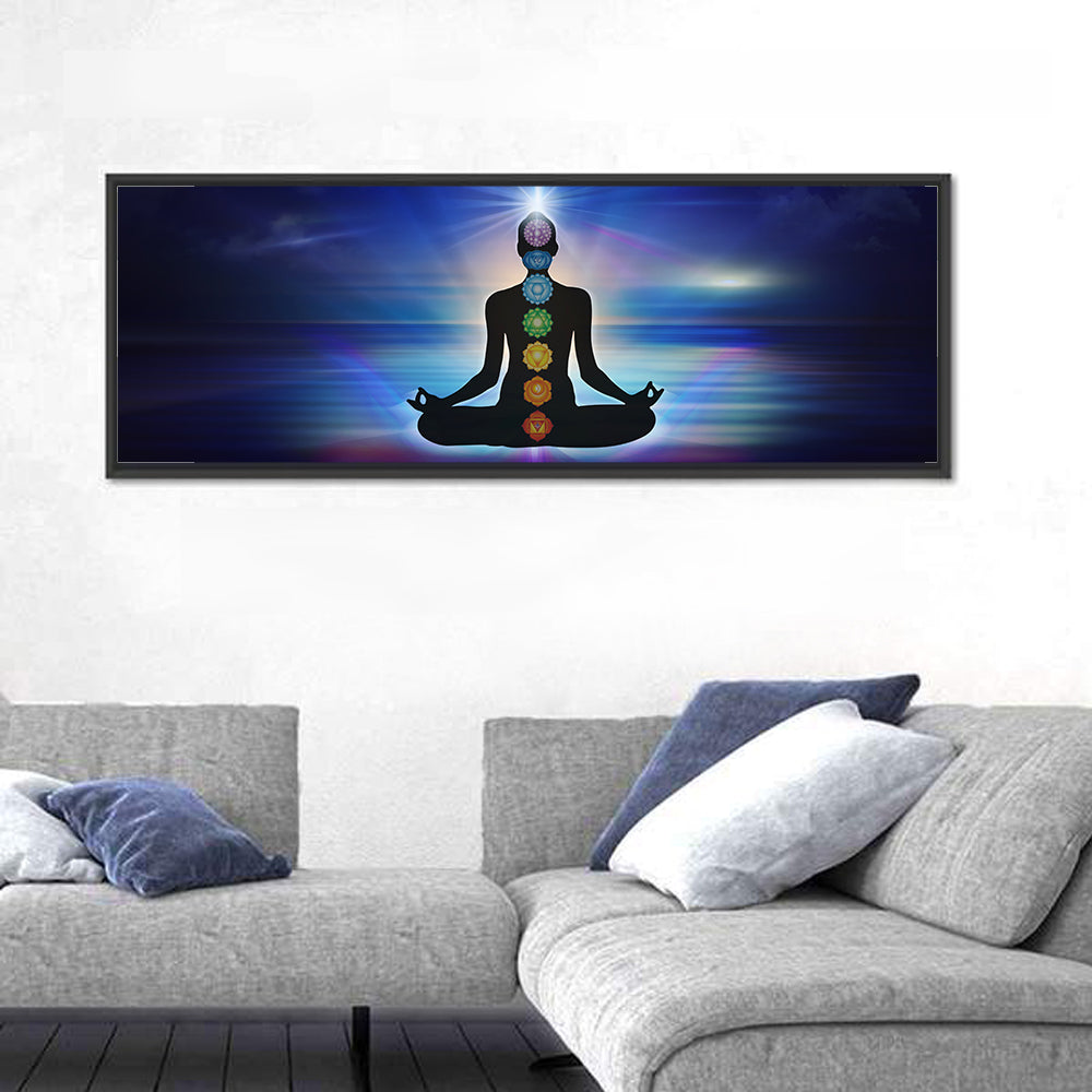 Lotus Pose with Chakra Symbols Wall Art