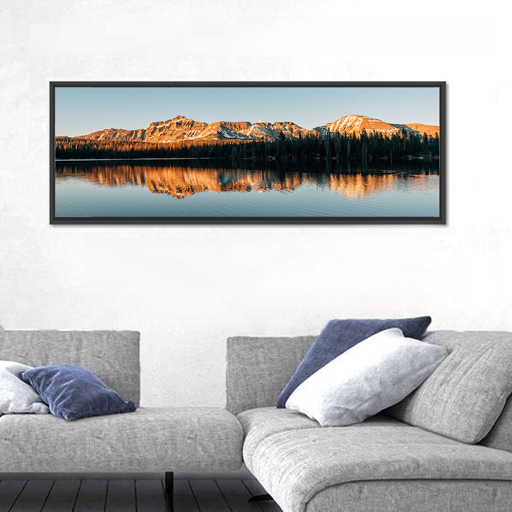 Mirror Lake Reflection, Uinta Mountains Wall Art in a room, panoramic