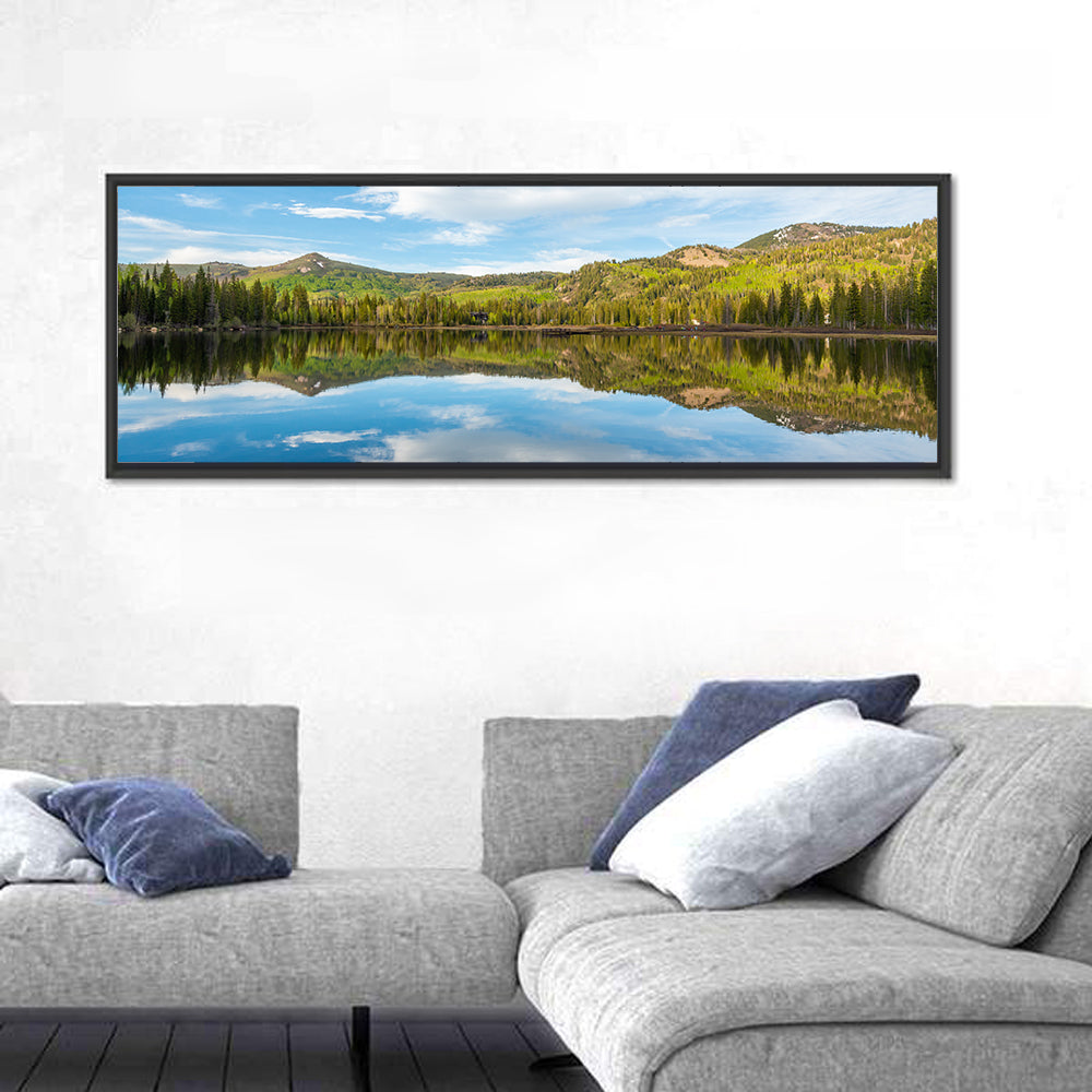 Silver Lake Reflection Wall Art in a room, panoramic