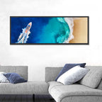 Speed Boat Over Turquoise Beach Wall Art