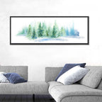 Misty Pine Forest Watercolor Wall Art