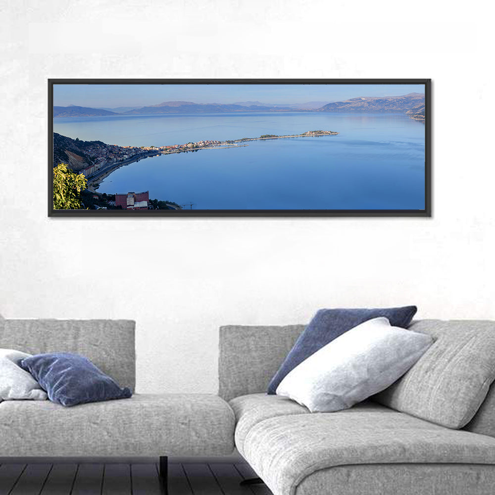 Eğirdir Lake Peninsula Wall Art in a room, panoramic