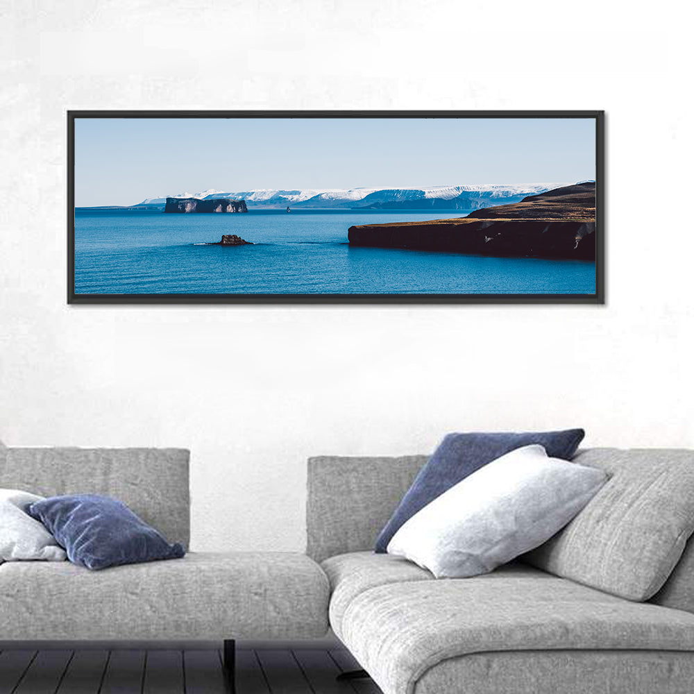 Calm Blue Lake with Coastal Cliffs Wall Art