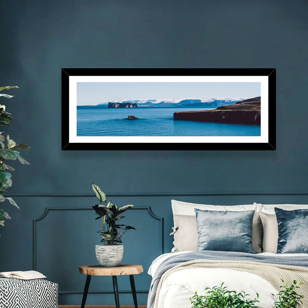 Calm Blue Lake with Coastal Cliffs Wall Art