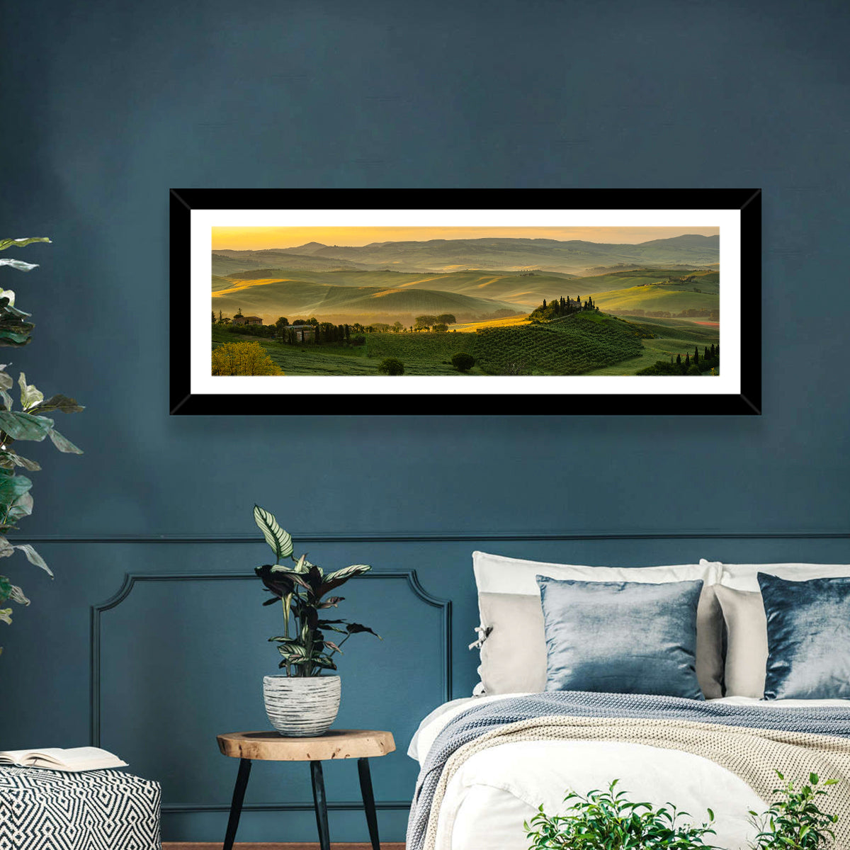Tuscan Hill Meadows Wall Art in a room, panoramic