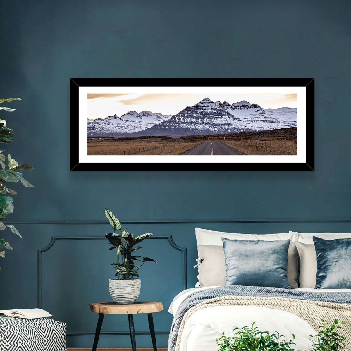 East Fjords Road at Dusk Wall Art in a room, panoramic
