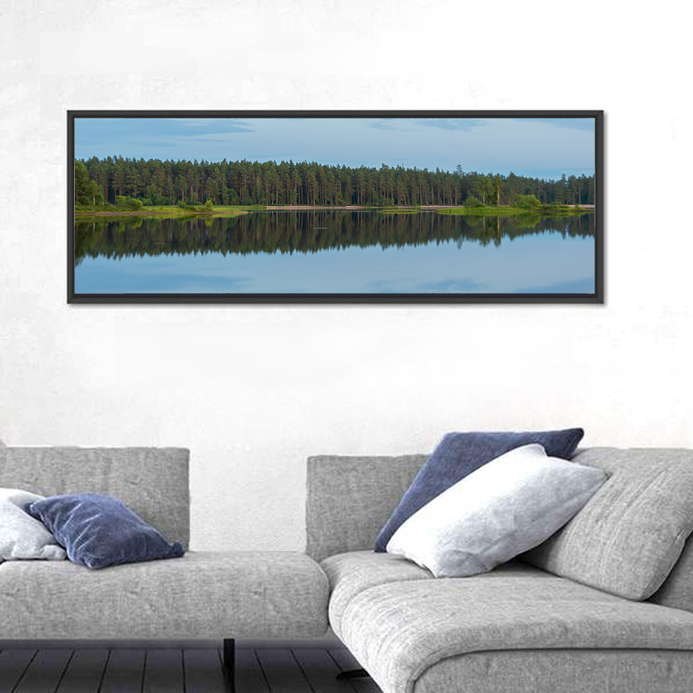 Lake Vanern Moonlight Wall Art in a room, panoramic